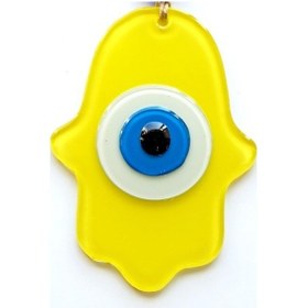 Resim Nazar Boncuklu Sarı Fatma Ana Bereket Eli Cam Duvar Süsü 02-10mm 5yards 
