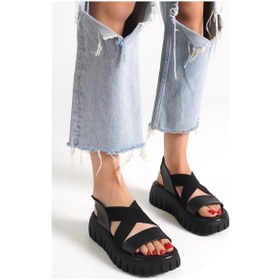 Resim Minga Ortopedik Yüksek Taban Siyah Kadın Sandalet Siyah 