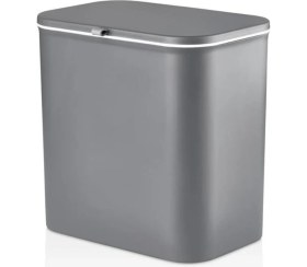 Resim Gri Fonksiyonel Kapaklı Banyo ve Mutfak Tezgah Üstü Çöp Kovası 