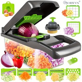 Resim Paslanmaz Çelik Bıçaklı Sebze Doğrayıcı, Gıda Doğrayıcı, Soğan Doğrayıcı, Sebze Dilimleyici ve Spiralizer, Kaplı Sebze Doğrayıcı, Plastik ve Paslanmaz Çelikten Yapılmış, Mutfak Aletleri, Ev Gereçleri, Mutfak İçin 