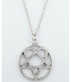 Resim Heartagram Düz Zincir Kolye Gümüş 