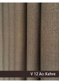 Resim Donatti Acı Kahverengi Düz Keten Fon Perde 1/3 Pile Tek Kanat Acı Kahverengi 