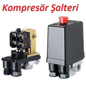 Resim Kompresör Şalter Otomatigi 3 Yollu 220 V Ayarlı Basınç Şalteri 