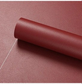 Resim 30x100 Cm Yapay Pu Deri Yamalar Suni Suni Deri Kumaş Kendinden Yapışkanlı Wine Red 