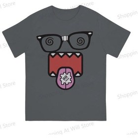 Resim Snapbuy Domo Kun Erkek Ve Kadın Pamuklu Tişört - Kısa Kollu O Yaka Spor Giysisikoyu Gri Koyu Gri 