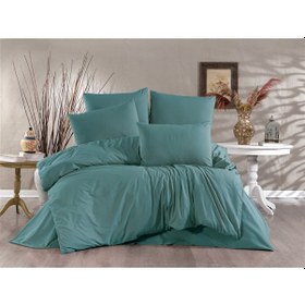 Resim Vionetta Ranforce % 100 Pamuk Petrol Düz Renk 2 Yastıklı Tek Kişilik Nevresim Takımı Petrol 