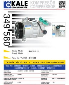 Resim KALE Bmw Klima Kompresoru Bmw N43 B16 N46 B20 E87 E90 X1 E84 05> - 349580 
