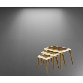 Resim Zigon Osm Çerçeve Model Sehpa Parlak Ceviz Krem Ahşap Kayın Torna 