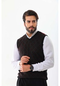 Resim Pelikan Erkek V Yaka Desenli Süveter 9614 Bordo 