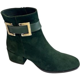 Resim Yeşil Hakiki Süet Deri İçi Sıcak Astar Bot Yeşil 