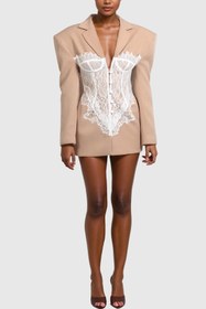 Resim Adsila Deconstruct Haki Dantel Yaka Blazer - M 