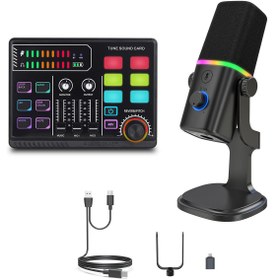 Resim Profesyonel Ses Kartı Ve Mikrofon Set Kayıt Condenser Masaüstü Canlı Yayın Mikrofonu P100Kd8 