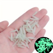 Resim 50 adet Karanlıkta Parlayan Balıkçılık Yemleri - 1.6cm/0.6in Gerçekçi Grub Solucanlar, Fildişi/Bej Yeşil Işıklı, Tatlı ve Tuzlu Su Balıkçılığı için Dayanıklı PVC Yemler, Uzun Ömürlü Yem, Spor Balıkçılar İçin 