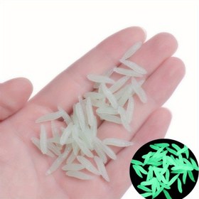 Resim 50 adet Karanlıkta Parlayan Balıkçılık Yemleri - 1.6cm/0.6in Gerçekçi Grub Solucanlar, Fildişi/Bej Yeşil Işıklı, Tatlı ve Tuzlu Su Balıkçılığı için Dayanıklı PVC Yemler, Uzun Ömürlü Yem, Spor Balıkçılar İçin 