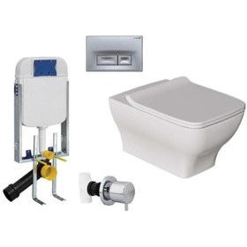 Resim Creavit Gömme Rezervuar Seti Ve Dura Asma Klozet Pedra Ve Yavaş Kapak 