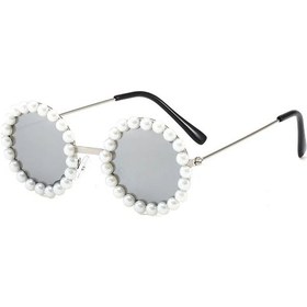 Resim Fanhunçocuk Güneş Gözlüğü Uv400 Kız Bebek İçin Dekoratif İnci Çerçeve Moda Aksesuarmorwhıte51 Beyaz 