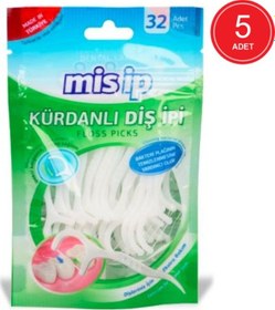 Resim Mis İp Floss Picks Kürdanlı Diş İpi 32'li x 5 Paket 