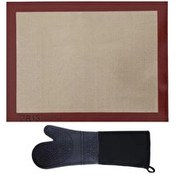 Resim Kitchen Design Lab Yanmaz Yapışmaz Yıkanabilir Pişirme Matı ve Gri Silikon Yanmaz Mutfak Fırın Eldiveni 