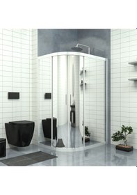 Resim Tekno Duş Silver Sirius 6mm Reflekte Cam Asimetrik Oval Duşakabin Şeffaf 