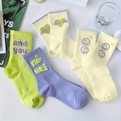 Resim 4 Çift Harf Grafik Çorap, Trendy & Spor Orta Tüp Çorap, Kadın Çorapları & Çorapları 