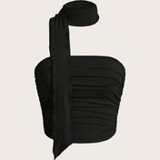 Resim Ruched Asymmetrical Tank Top, Yaz Için Seksi Kolsuz Üst, Kadın Giyim 