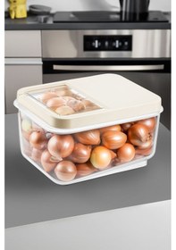 Resim Meleni Home Sürgülü Kapak Sebzelik Patates Soğan Sebze Saklama Kabı Erzak Saklama Kabı Krem 16 L 