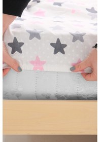 Resim Zigzag Desenli Lastikli Çarşaflı Pamuklu Tek Kişilik Nevresim Tak 