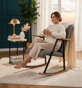 Resim KANEPY Tork Sallanan Koltuk Sallanır Tv Koltuğu Sallanan Sandalye Dinlenme Koltuğu Keten Gri 