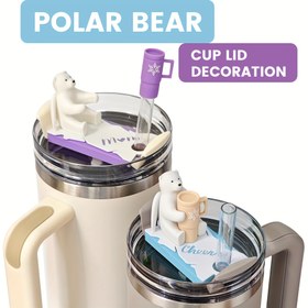 Resim Sevimli Kutup Ayısı Kapağı Dekorasyonu ile Çay Bardak, 20oz/30oz/40oz, Evrensel, Sevgililer Günü, Şükran Günü, Noel, Cadılar Bayramı, Yılbaşı 