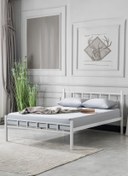 Resim EVGER HOME Metal Karyola, K90 Beyaz Metal Karyola, Çift Kişilik 