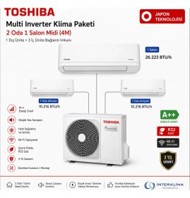 Resim 2 Oda 1 Salon Midi Toshiba Multi Inverter Duvar Tipi Klima Paketi (4m) 