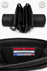 Resim Derin Viral Gerçek Deri Erkek El Çantası, Telefon Bölmeli , El Askılı Premium Fermuarlı Clutch Cüzdan 