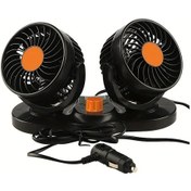 Resim 12v 24v Taşınabilir Araç Fanı Çift Kafa Soğutma Fanları 360 1 Adet 