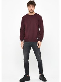 Resim MMetalic Basic Bisiklet Yaka Erkek Sweatshirt Bordo 