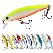 Resim 1 adet Gerçekçi Minnow Balıkçılık Yemi, 8.79cm - Çok Renkli Bionik Sert Yem Üçlü Kanca ile, Dayanıklı ABS Plastik - Levrek, Turna, Sazan ve Daha Fazlası için Mükemmel, Balıkçılık Yemi 
