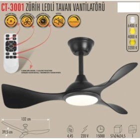 Resim Cata CT-3001 Zurih Ledli Tavan Vantilatörü 