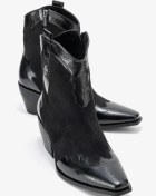 Resim Loel Siyah Süet Siyah Desenli Kadın Kalın Topuklu Western Bot Siyah - Süet 