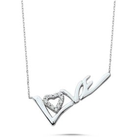 Resim CNG JEWELS Kadın Gümüş Love Yazılı Kalpli Kolye 