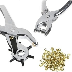 Resim Kemer Delme ve Perçin Pensesi Ikli Set Deri Plastik Delici 