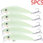 Resim 5 adet Yapay Deniz Balıkçılığı Yem Minnow 3D Luminous Bait Balık Gece Tuzlu Su Tackle Işıklı Plastik Balıkçılık Yemleri için 