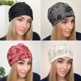 Resim 1 Adet Kadınlar İçin Hafif Nefes Alabilir Esnek Bere - Trendy Dantel Tasarım, 4 Renk (Siyah/Koyu Gri/Pembe/Beyaz), Günlük Çıkışlar, Seyahat & Fotoğraf Çekimleri için Çok Yönlü, Şapka, Rahat Başlık, Cesur Kontrast Tasarımı, Jakar Dokuma, Zarif Baş Giysisi, Dış Mekan Kullanımına Uygun, Yumuşak Malzeme, Esneyebilir Kep, Stil Bilincine Sahip Alıcılar 
