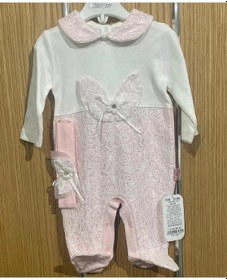 Resim Lamato Baby Dantel Çiçekli Bandanalı Bebe Kız Tulum Pembe 