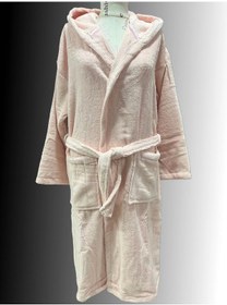 Resim %100 Pamuk Bornoz Açık Pembe 