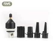 Resim RAVE Çok Fonksiyonlu Şişme Pompalı Çadır - 4 Nozul ile Taşınabilir Siyah & Beyaz Şişme Tekne Pompası - Kano, Sörf, Kano için - Dayanıklı Açık Hava Su Sporları Ekipmanı, Şişme Tekne Pompası, Kano Aksesuarı, Şık Tasarım, Sağlam İnşaat 