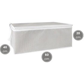 Resim 2 Li Baskılı Baza Hurcu Seti, Yatak Kanepe Altı Yastık Kıyafet Çamaşır Düzenleyici 60x40xcm 2 Adet Beyaz - Gri 