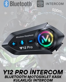 Resim howear Y12 Pro İntercom Bluetooth Motosiklet Kask Kulaklığı İntercom Kulaklık 