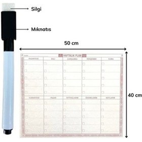 Resim Şeffaf Kendiliğinden Yapışkanlı Kalemli Haftalık Planlayıcı 40cm-50cm 