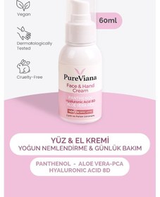 Resim Pureviana Yüz & El Kremi 60ml Hyaluronik Asit 8d + Aloe Vera + Cica + Shea Nemlendirici, Bariyer Onarıcı 