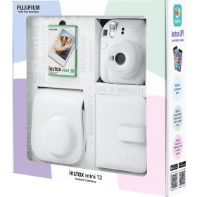 Resim Fujifilm Instax Mini 12 Beyaz Fotoğraf Makinesi 10'lu Film Kare Albüm ve Deri Kılıf Bundle Box 
