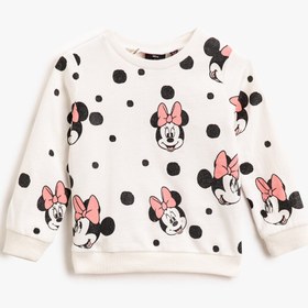 Resim Kız Bebek Minnie Mouse Lisanslı Baskılı Bisiklet Yaka Sweatshirt 